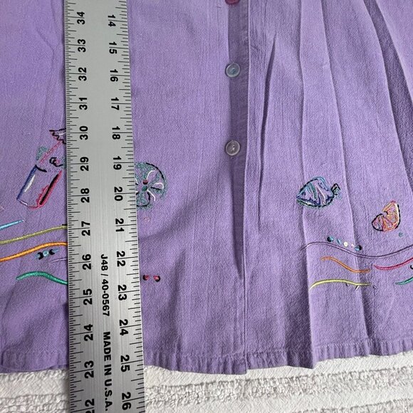 Vintage Koret Hand Printed Button Down Blouse and Pants Set Size Large Purple - Picture 8 of 16